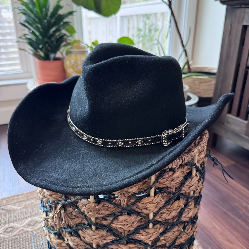 SCALA Vintage Wool Cowboy Hat w/ Leather & Rhinestone Detail Size Large